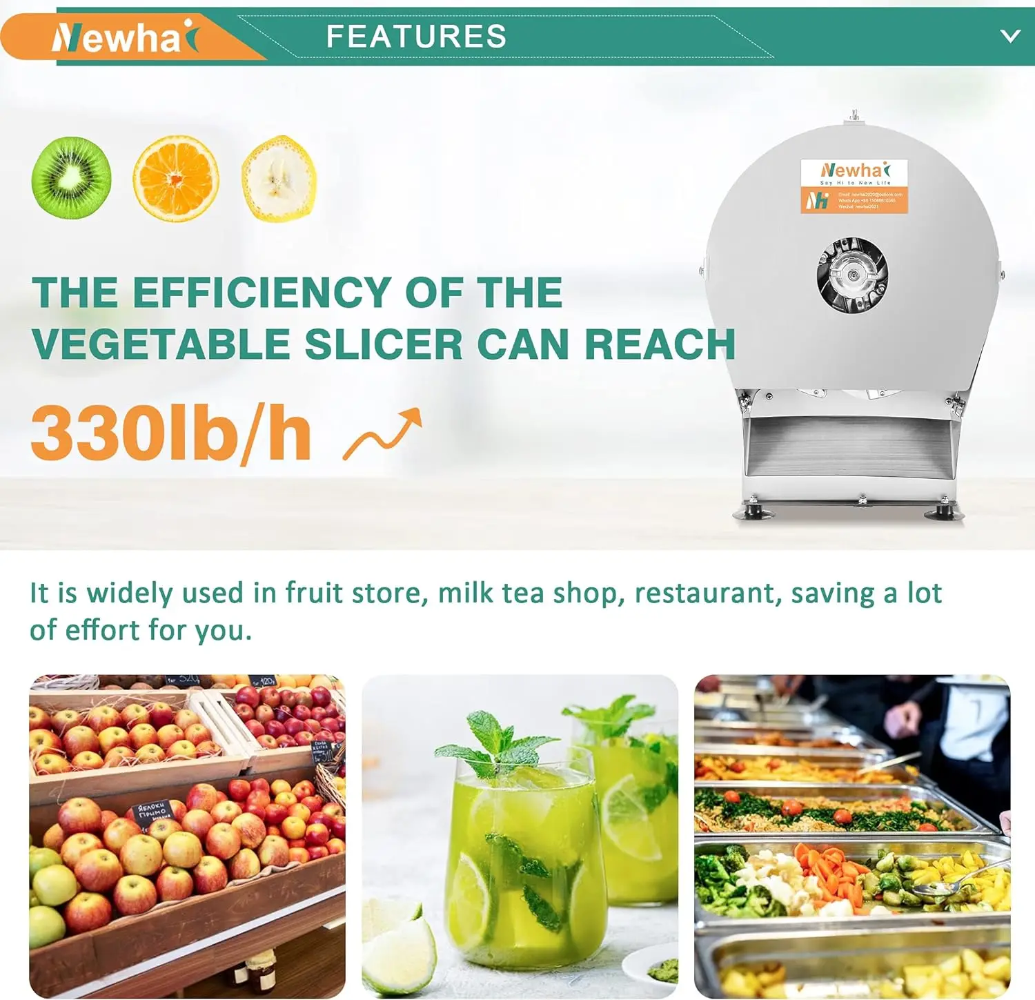 Newhai 0-10mm Commercial Onion Slicer Potato Chips Slicer Sweet Potato Slicer Tomato Slicing Machine Electric Cabbage Shredder