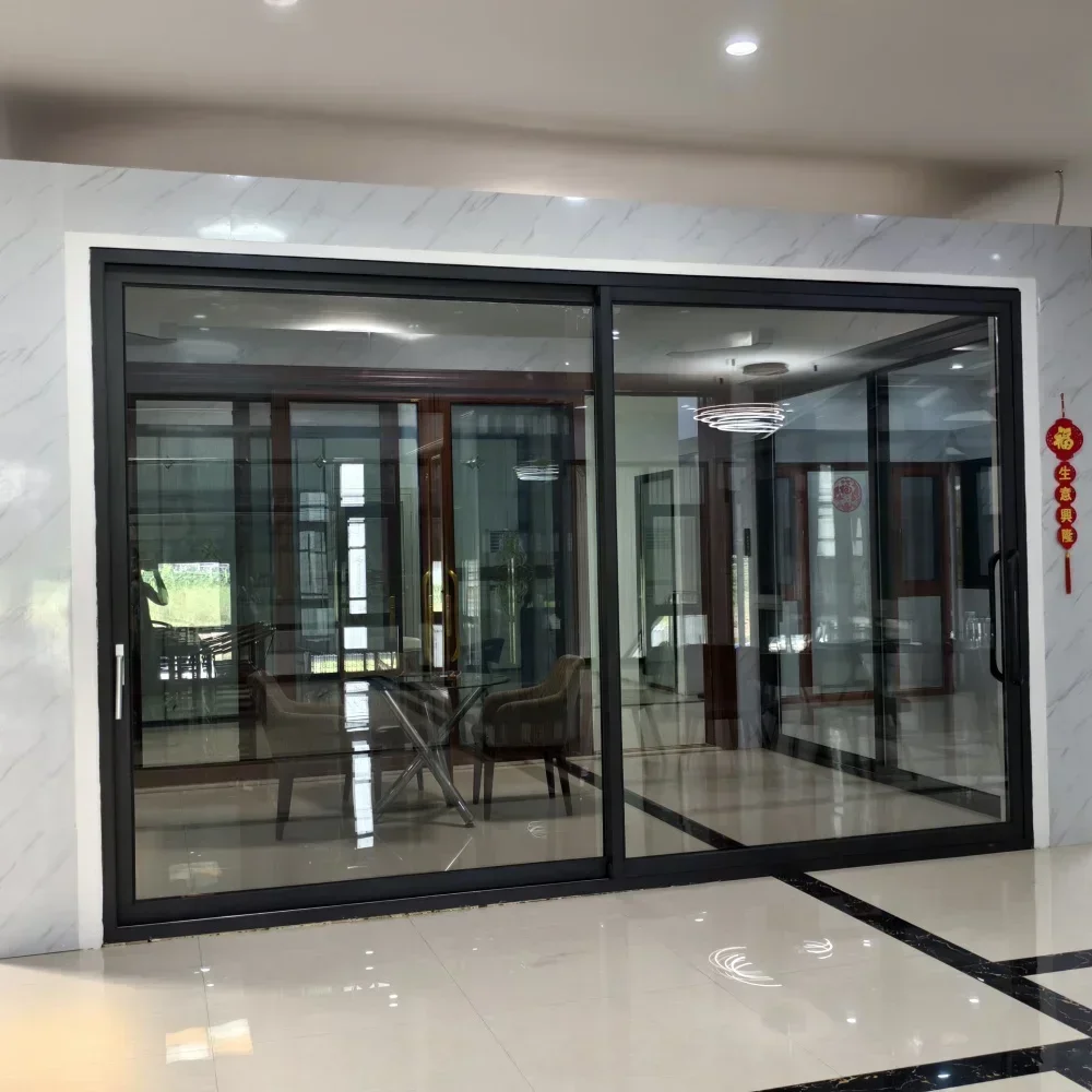 DN Factory Price Aluminium Alloy Profile Sliding Door Tempered Glass Door for Sun Room Balcony Glass Sliding Door System