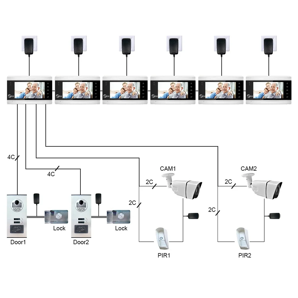 Edificio multifamiliar 7 "Wifi Tuya videoportero inteligente para el hogar Video portero timbre cámara Villa sistema de seguridad apartamento