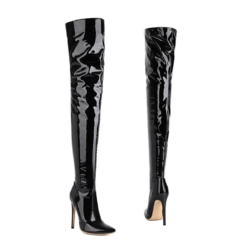 2022 Sexy Over The Knee Boots Women High Heels Shoes Soft Leather Autumn Winter Knight  Oversized