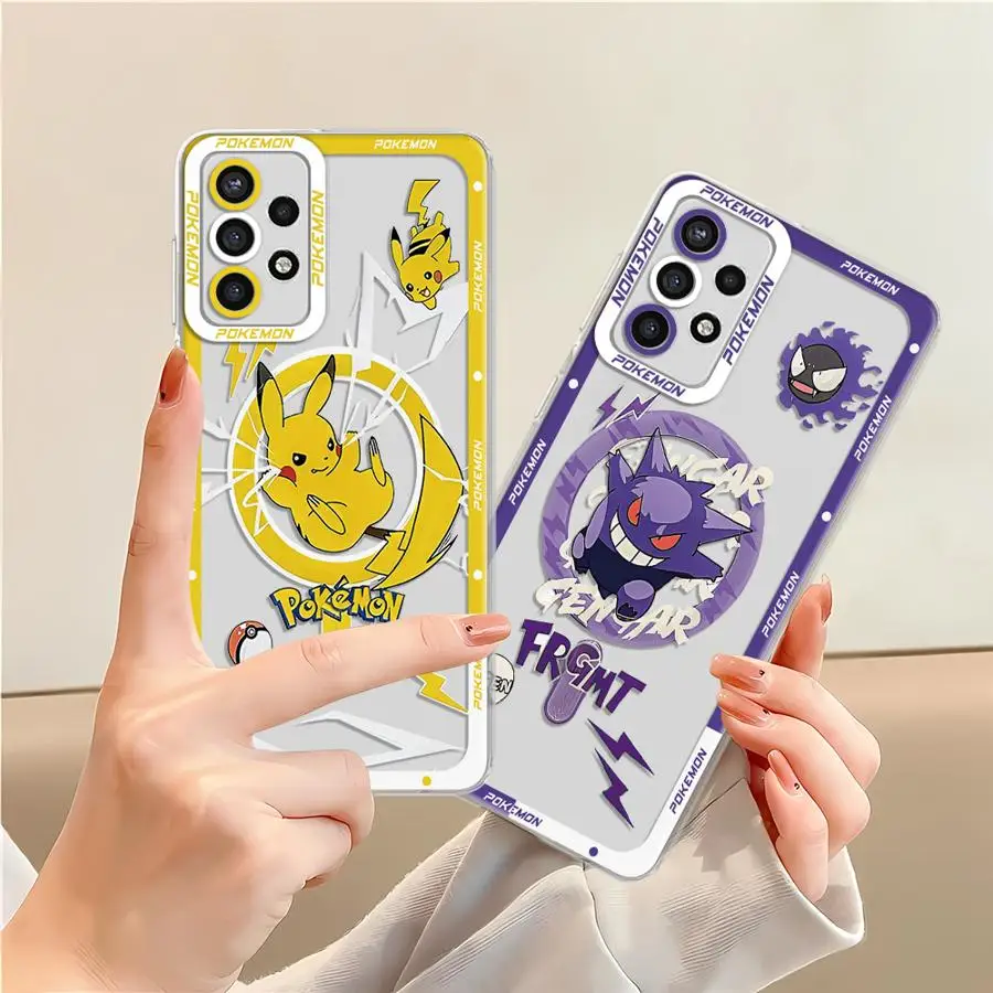 Luxury Cute Pokemons Phone Case for Samsung Galaxy A35 A55A53 A54 A73 A34 A33 A25 A24 A13 A14 A15 Soft Transparent Cover