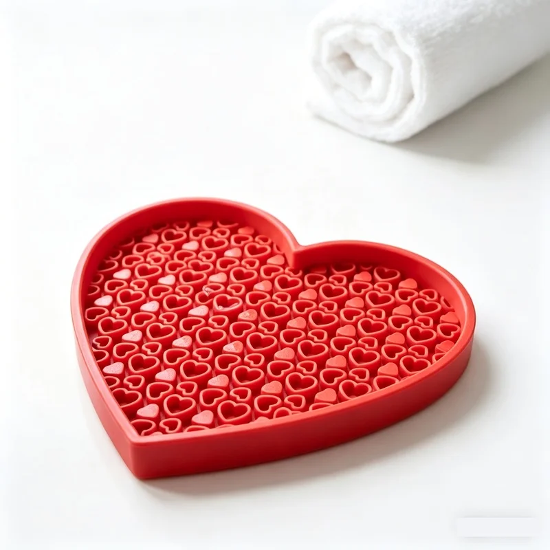 Heart-Shaped Makeup Artist Cleaning Tray, Portable Pad with Textured Base, For Makeup Brushes, Travel & Studio Use, Ideal Gift F