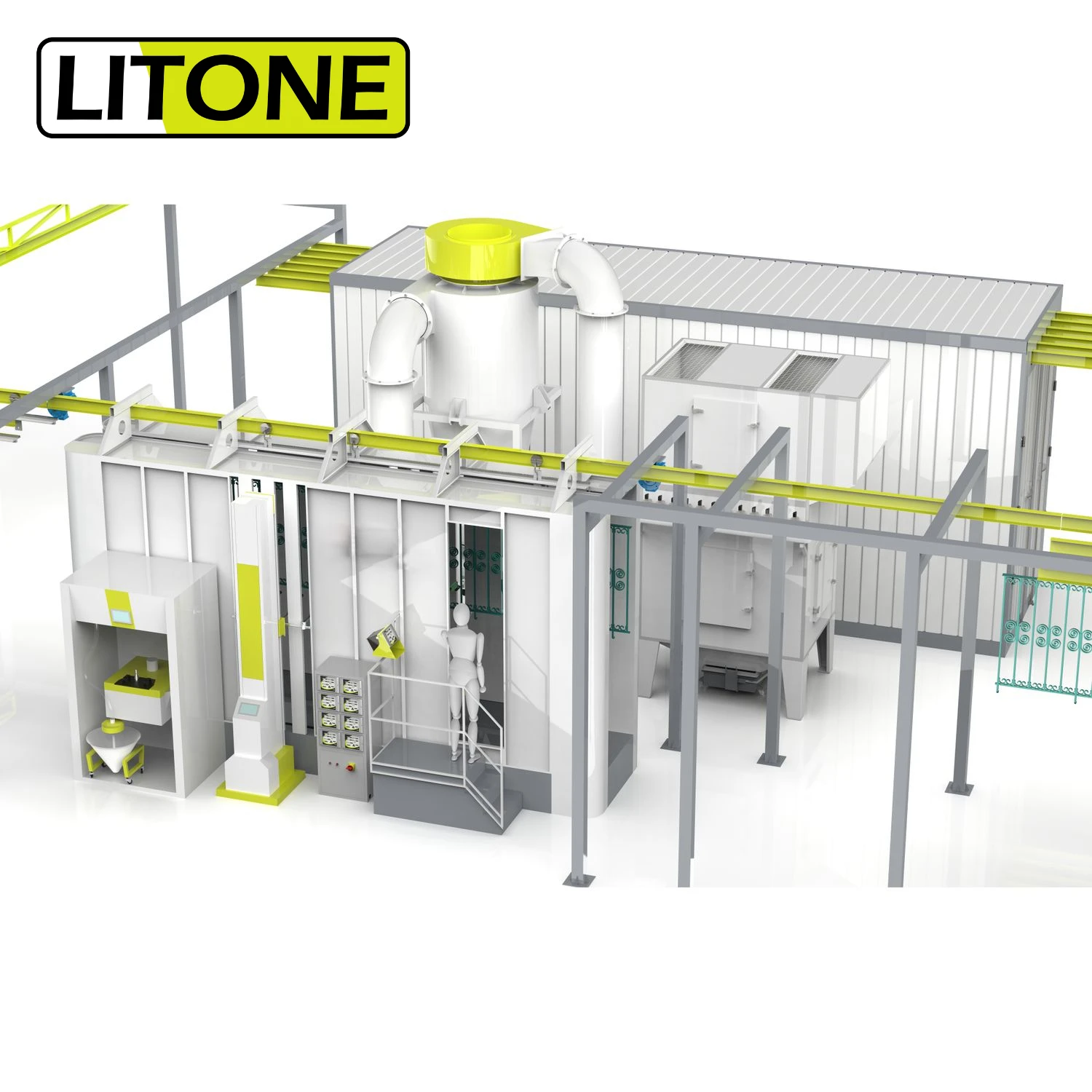 2-year Guarantee Advanced 16.5kw Double-bays Automated Powder Coating Painting Line With Accessories
