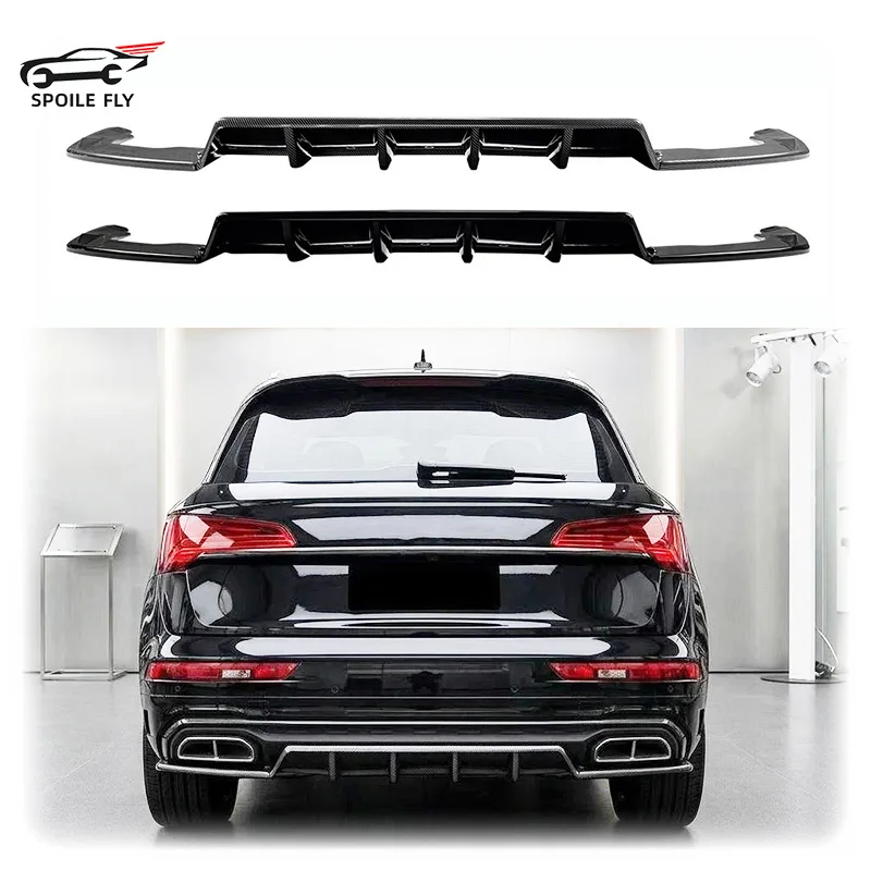 

For Audi Q5 FY Later Sline 2021 2022 2023 2024 High Quality ABS Car Rear Bumper Lip Spoiler Glossy Black Carbon Fiber Look