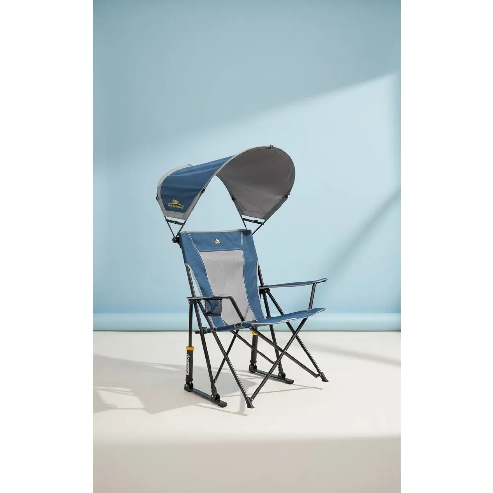 

Portable Folding Rocking Chair with UPF 50+ Canopy - Outdoor Camping Lawn Sports Chair for Adults