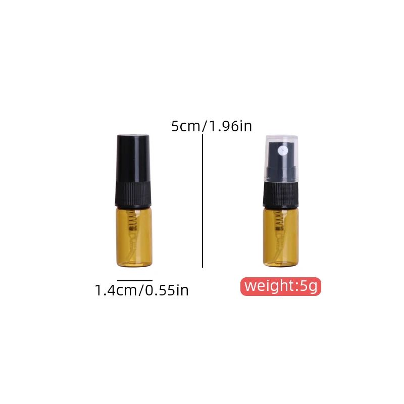 50/pcs 2ml brown ultra-fine mist spray bottle mini essential oil perfume bottle moisturizing spray bottle portable travel