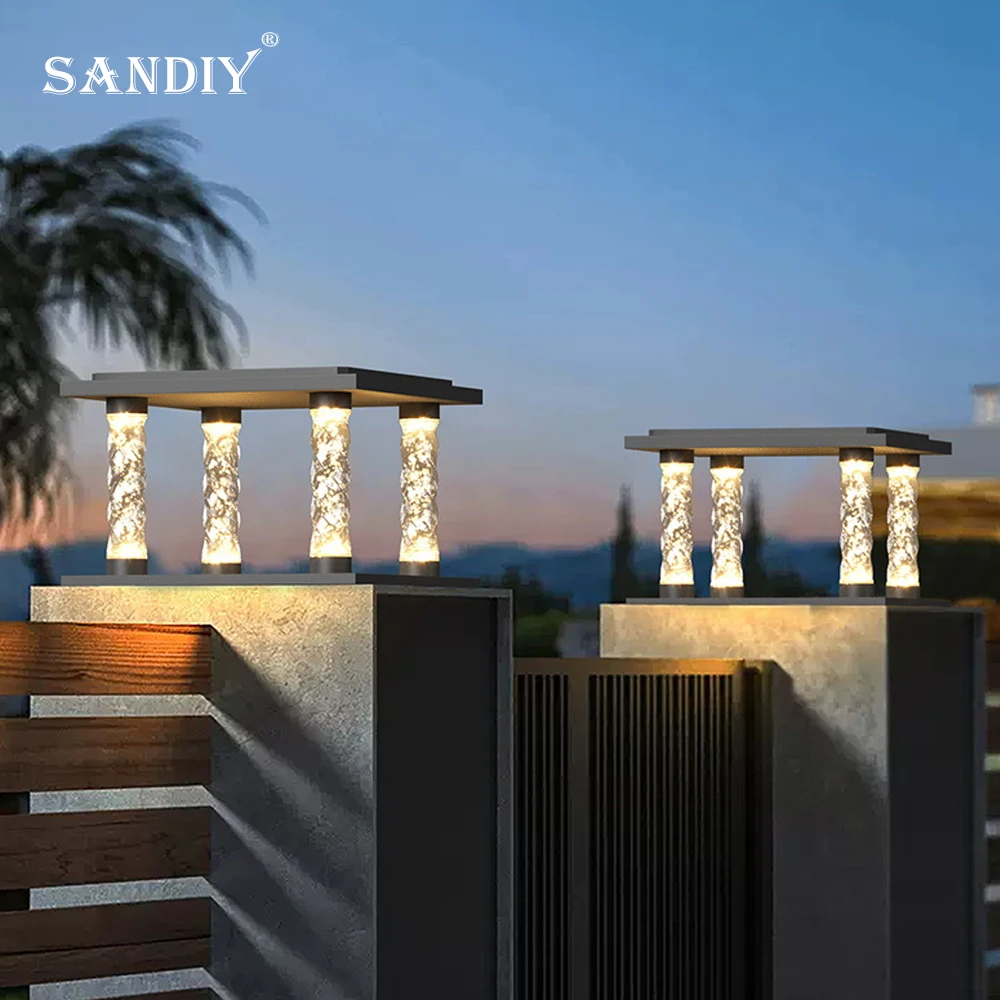 

SANDIY Solar Pillar Light Outdoor Garden Light Waterproof Outdoor Garden Fence Light Modern Villa Gate Pillar Lights