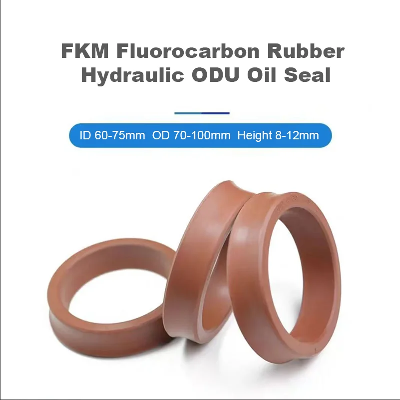 1Pcs FKM UN/Y-Type Radial Shaft Seal ID 60-75mm Fluorine Rubber Shaft Piston Rod Single Lip U-Shaped Cup for Hydraulic Cylinder