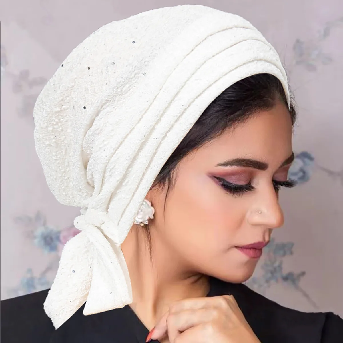 Turban à longue queue à quatre barres pour dames, casquettes de chimiothérapie, chapeau à deux fosses, fil en poudre, nouveau