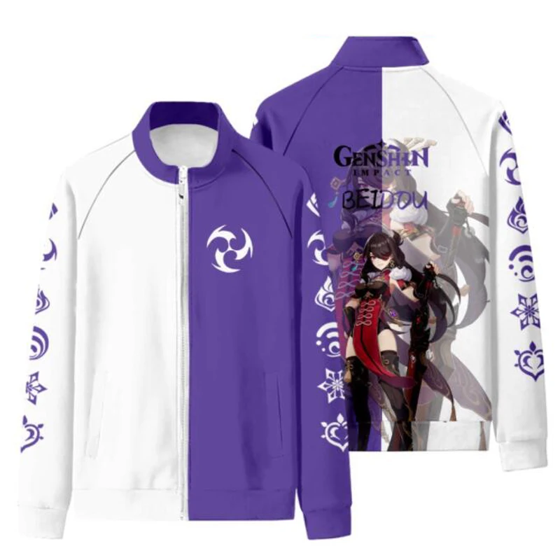

Genshin Impact Cosplay Costume Yoimiya Qiqi Amber Kamisato Ayaka Xinyan Ganyu Beidou Eula Cardigan Stand Collar Zipper Jacket
