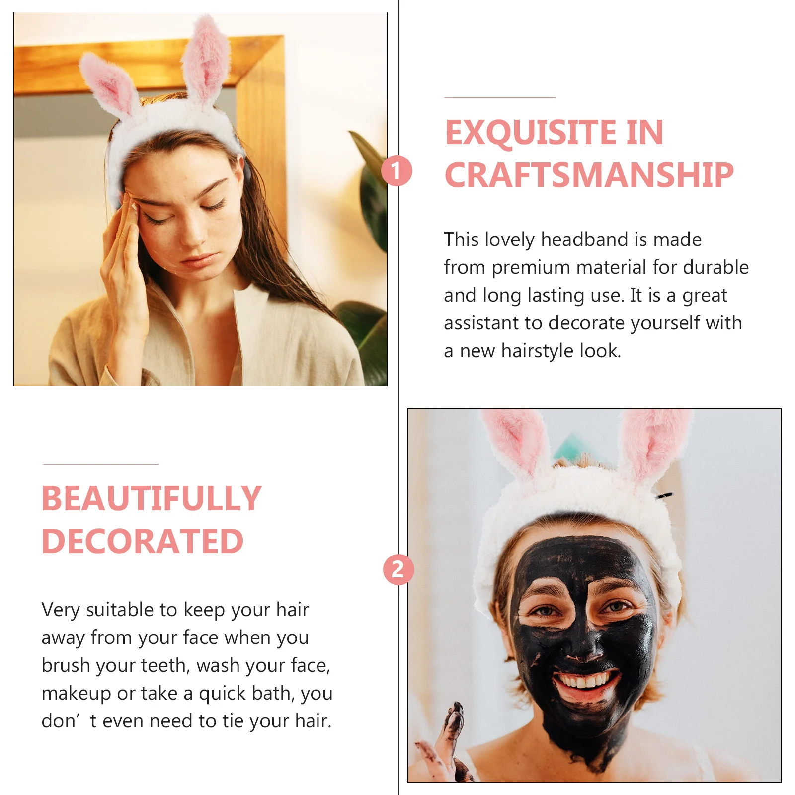 

Lovely Bunny Ear Hairband Makeup Head Band Face Washing Hair Band Adorable Girl Hair Accessories Women Hairband