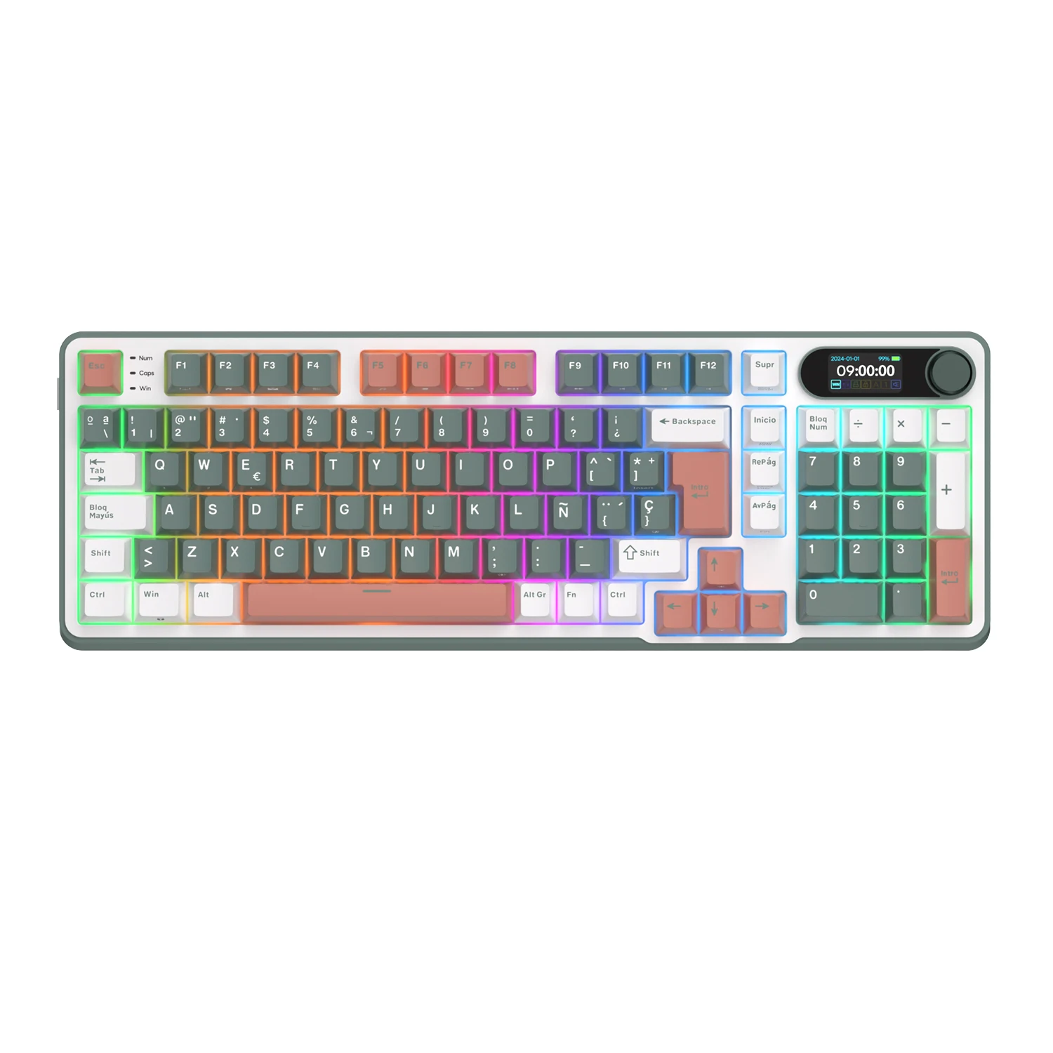 RK S98 ROYAL KLUDGE Top Mount Mechanical Keyboard TFT Screen Knob
