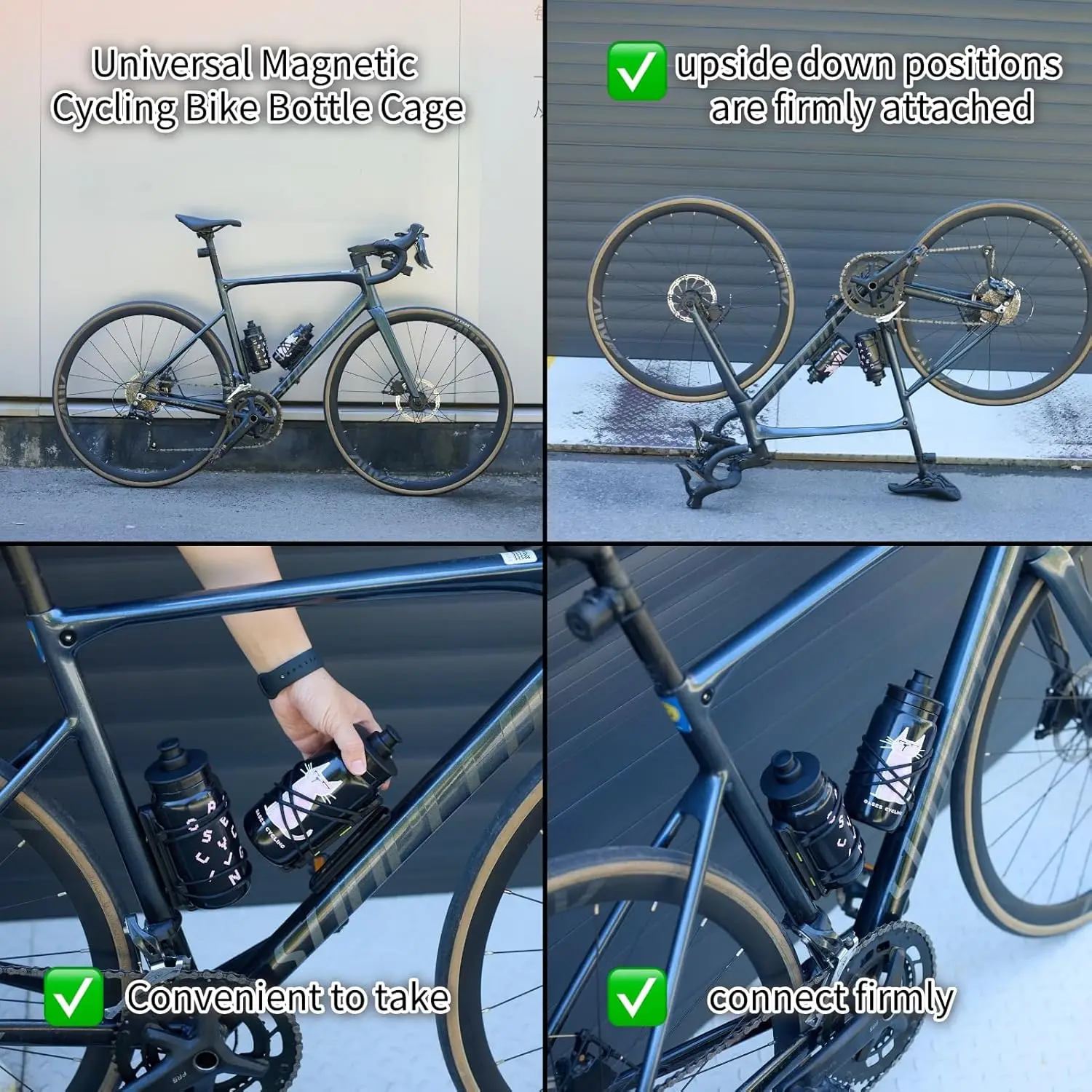 Magnetischer Flaschenhalter für Mountainbike und Rennrad, schnell abnehmbar und einfach zu entnehmen, kompatibel mit handelsüblichen Wasserflaschen. – Detail 6