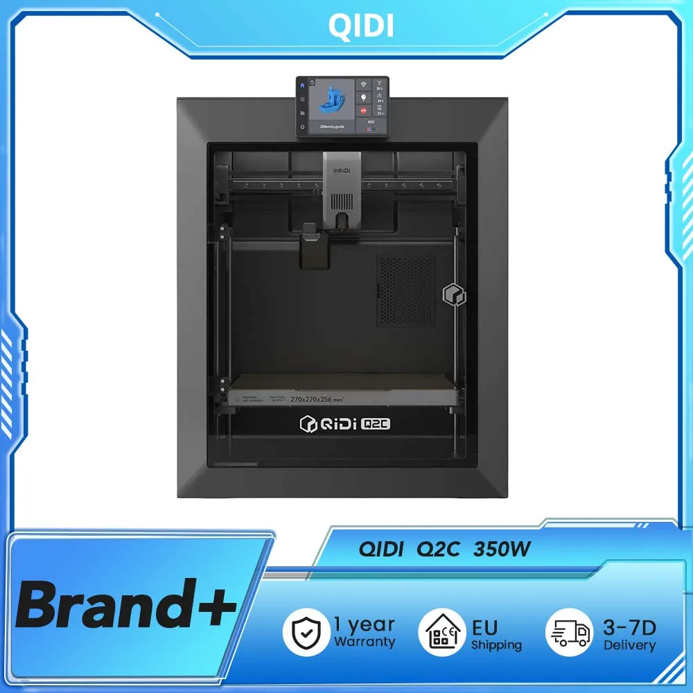 QIDI Q2C 3D-Drucker, 350W, 600mm/s Geschwindigkeit, 370 ° C Vollmetall-Hotend, Multi-Material-Druck, 270×270×256mm Bauvolumen, CoreXY-System, automatische Nivellierung & PEI-Magnetplatte, 3-in-1