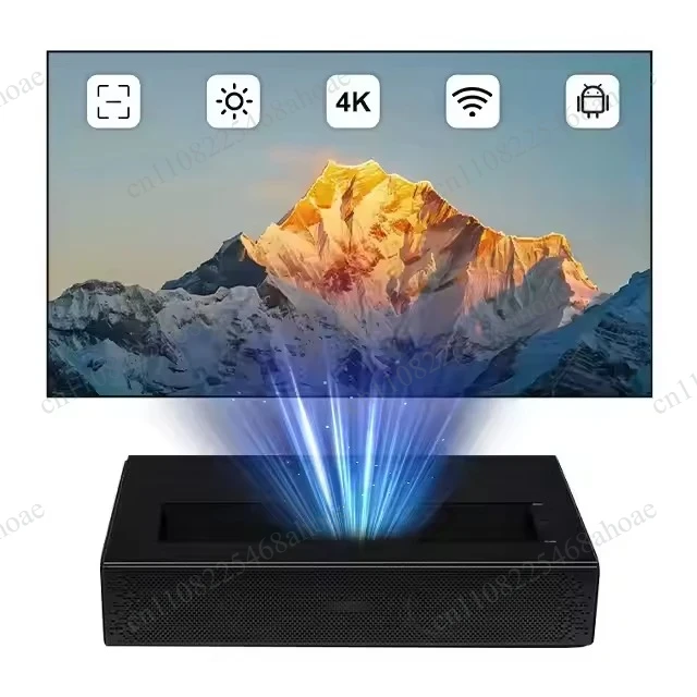 D068 Ultra Short Throw Laser Projector, 4K HDR 1080P 360‑Degree Projection Android WiFi6 For Home Theater & Gaming