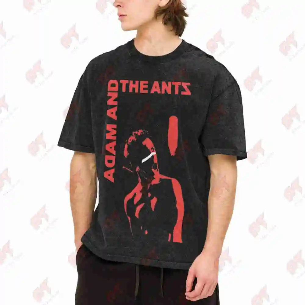 Adam And The Ants Vintage Band Logo Vintage Washed Tee Pure Cotton T-Shirt