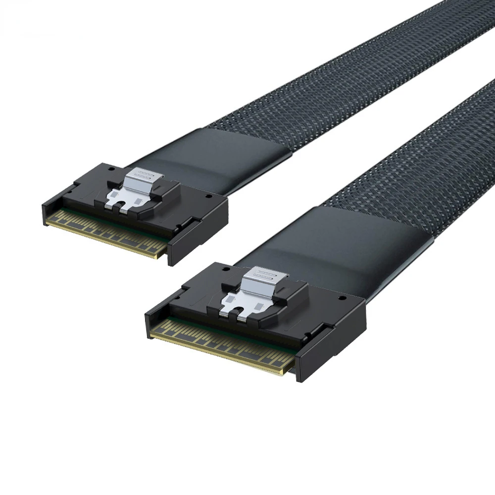 Half-wrap Scoop-proof Insertion PCI-E Slimline SAS 4.0 SFF-8654 8i 74pin Host To SFF-8654 74Pin Slim SAS Target Cable