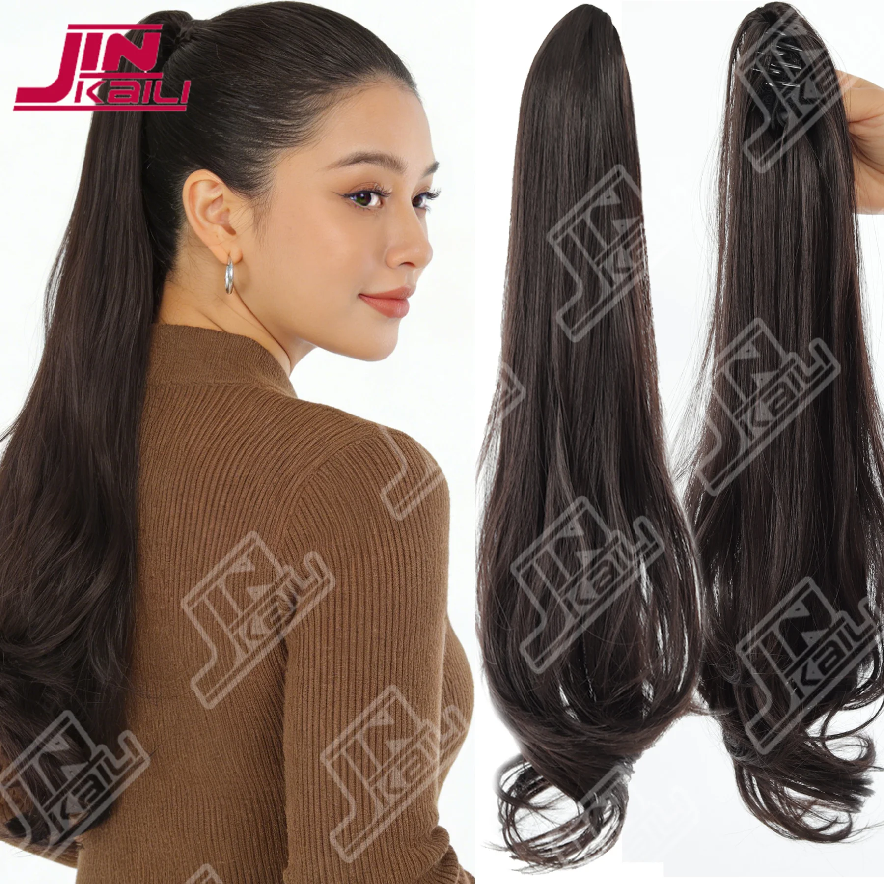 

JKL синтетические длинные прямые волосы на заколке для наращивания хвоста, термостойкие волосы с конским хвостом для женщин, повседневная вечеринка