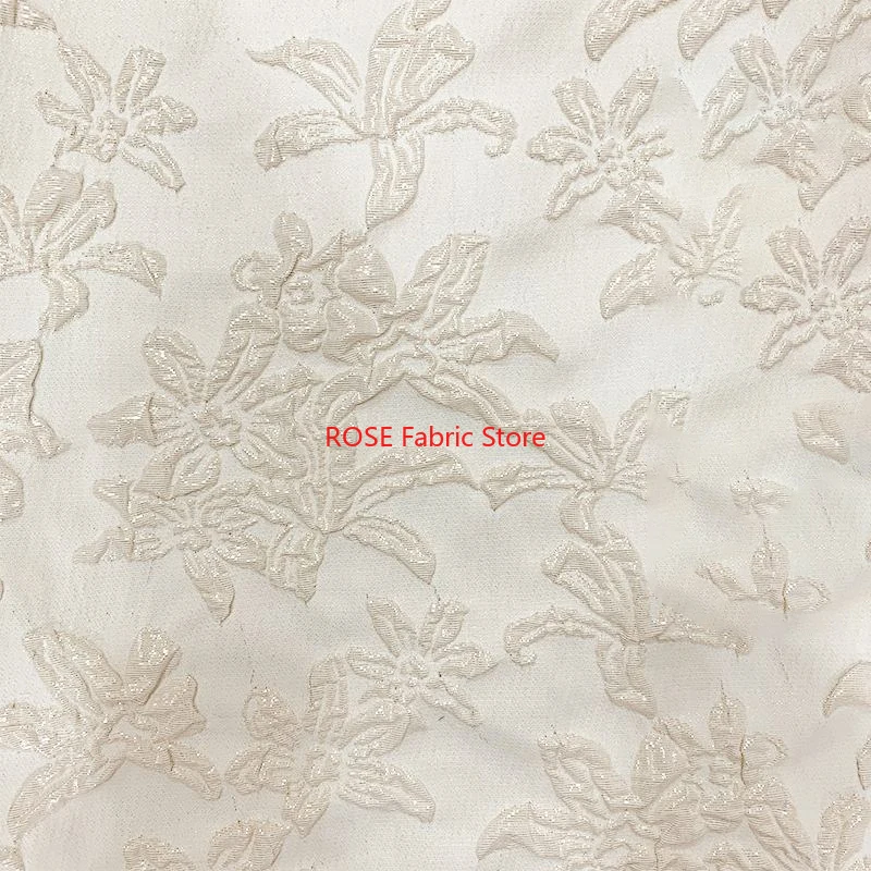1 meter Gold Jacquard Yarn Dyed Fabric Flower Embossed Bubble Fabric for Hanfu Cheongsam Dress Diy Sewing