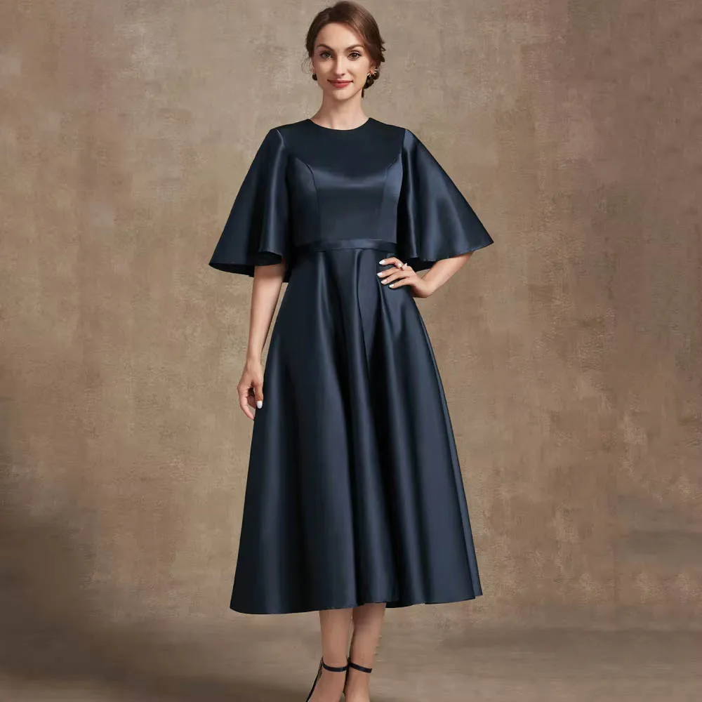 맞춤형 우아한 신부 어머니 드레스 A라인 O넥 웨딩 파티 가운 공식 행사 티길이 웨딩 파티 드레스