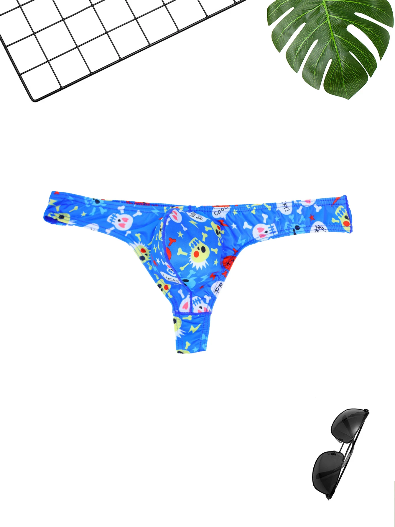 3 قطعة ثونغ الرجال المألوف الجمجمة طباعة منخفضة الخصر مثير الرجال ملابس داخلية رياضية غير رسمية مريحة وناعمة الرجال سيور