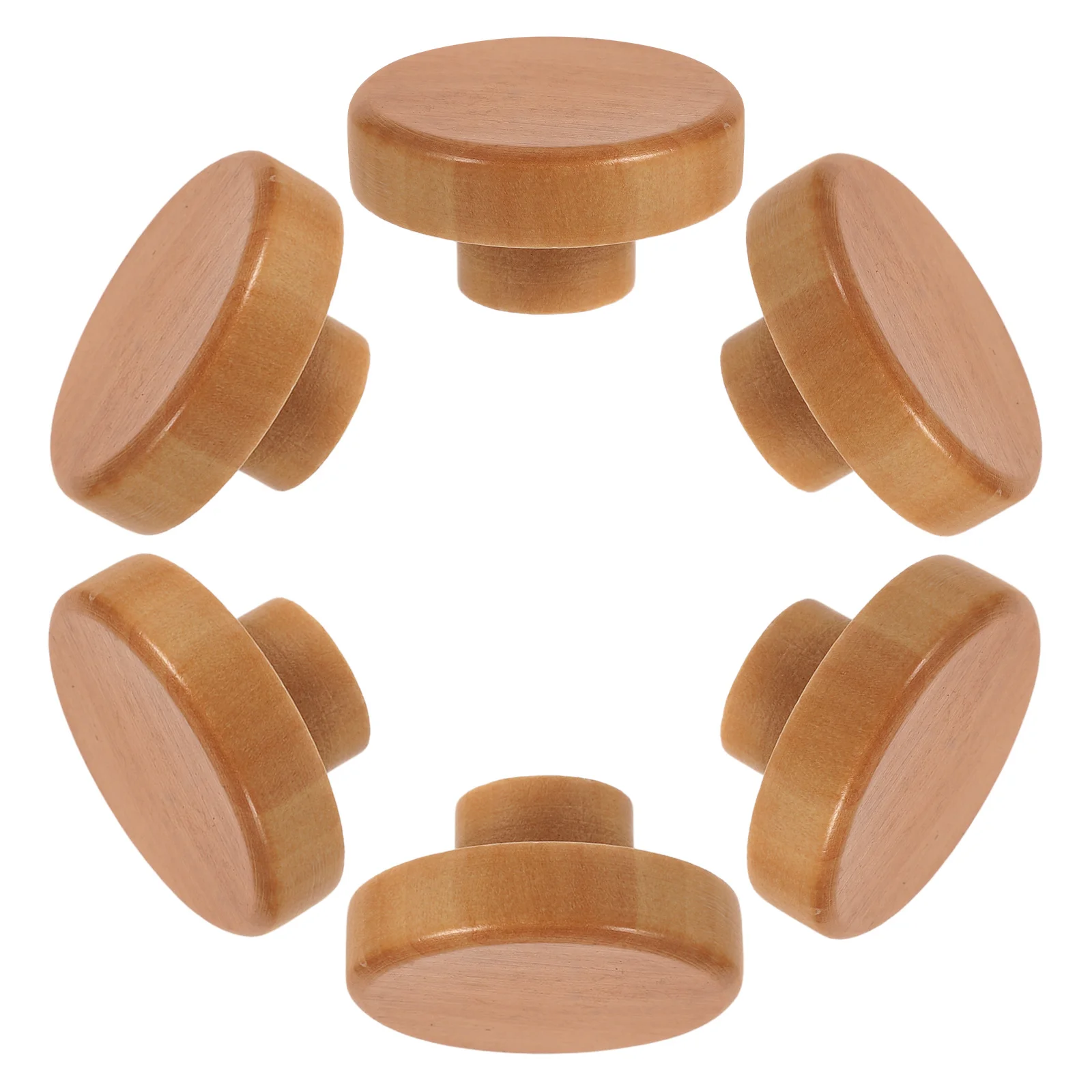

6Pcs Solid Wood Round Cabinet Handles Single Hole Drawer Pulls Rustic Furniture Knobs for Kitchen Drawers Wardrobes