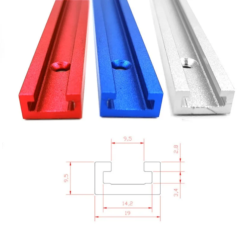 Herramienta de carpintería de inglete con ranura en T tipo 19, riel guía de aleación de aluminio de 100-1220mm para Sierra de mesa, banco de