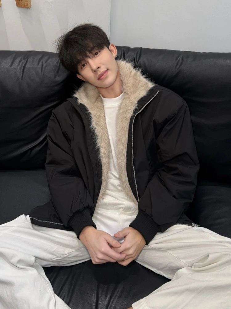 

Bla Bomber Jaet Stand Collar Mountain Eagle Cotton Jaet Men Winter Thiened ort Sle Big Fur Collar Cotton Coat