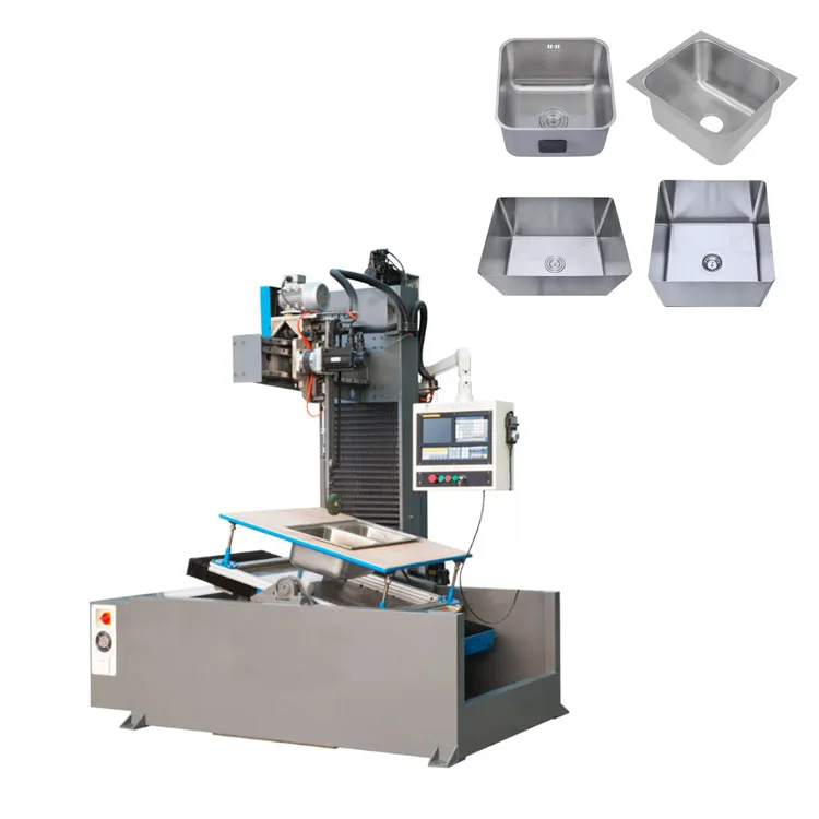 Fully CNC Four-axis Stainless Steel Basin Water Sink Bottom Abrasive Belt Drawing Polishing Machine