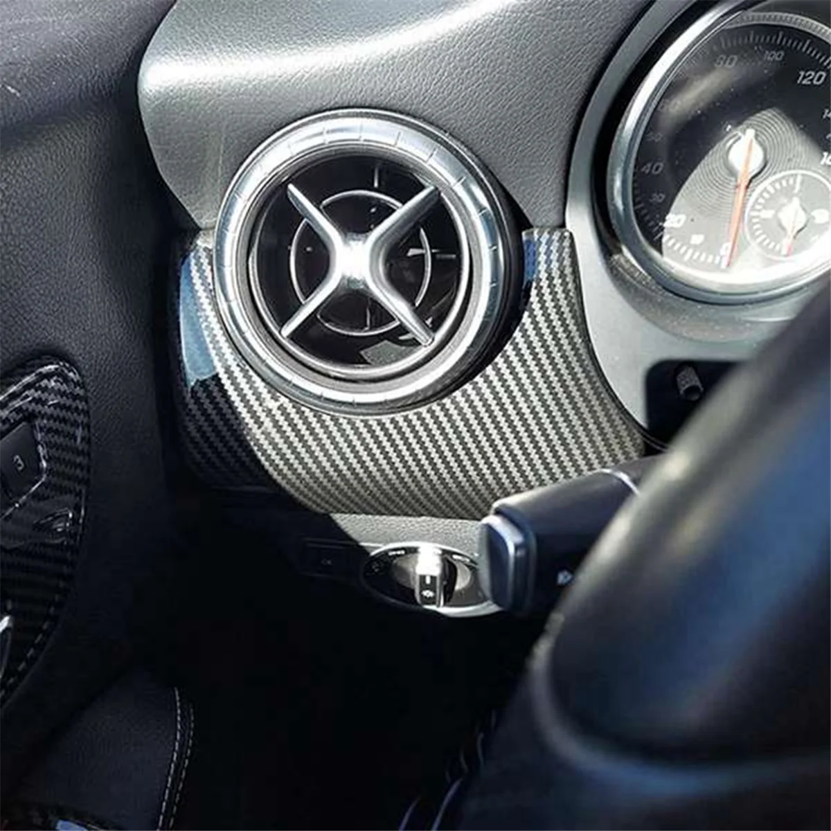 エアコン用装飾パネル,マットカーボンステッカー,メルセデスベンツa,w176,cla,c117,gla,x156,13-19,lhdダッシュボード