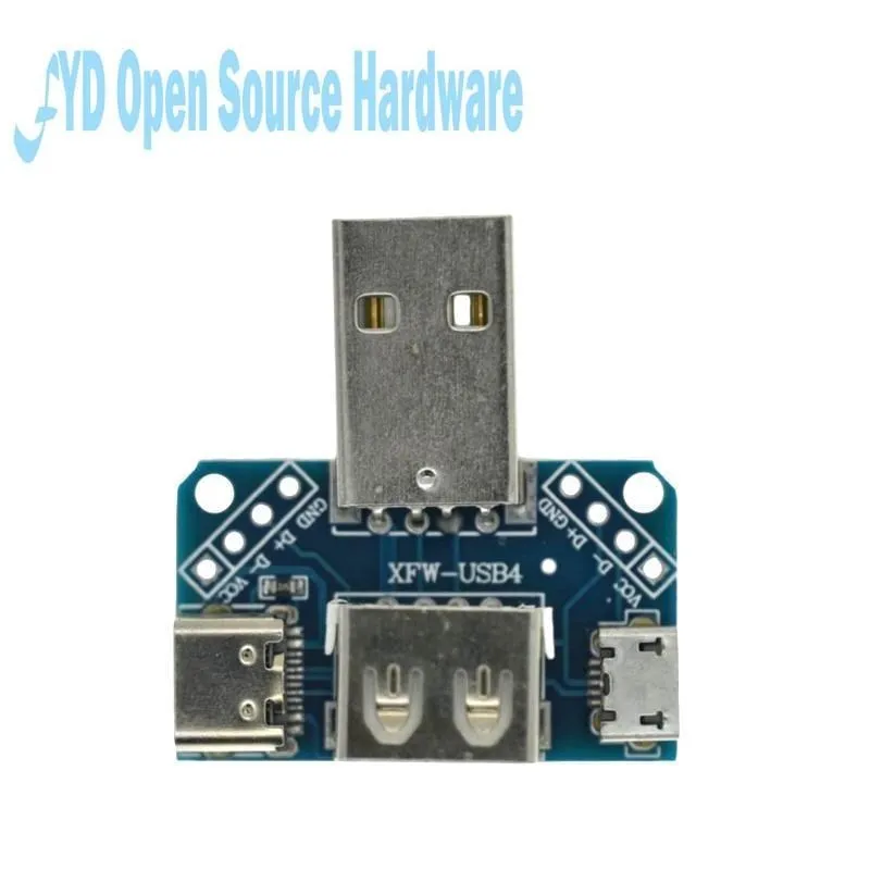 USB Connector To Type-c Micro USB Female USB 2.54-4P Transfer Test Board USB Adapter Plate XY-USB4