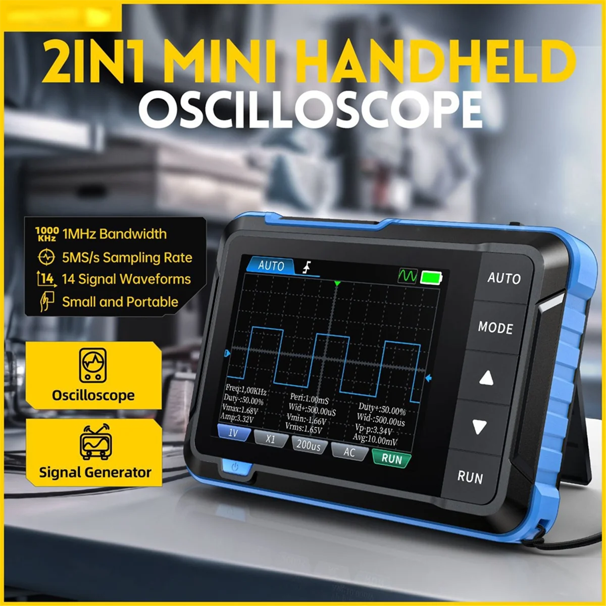 A22I DSO153 Digital Oscilloscope Signal Generator 5MSa/S Sampling Rate 1MHz Bandwidth 2in1 Electronic Repair Tool A