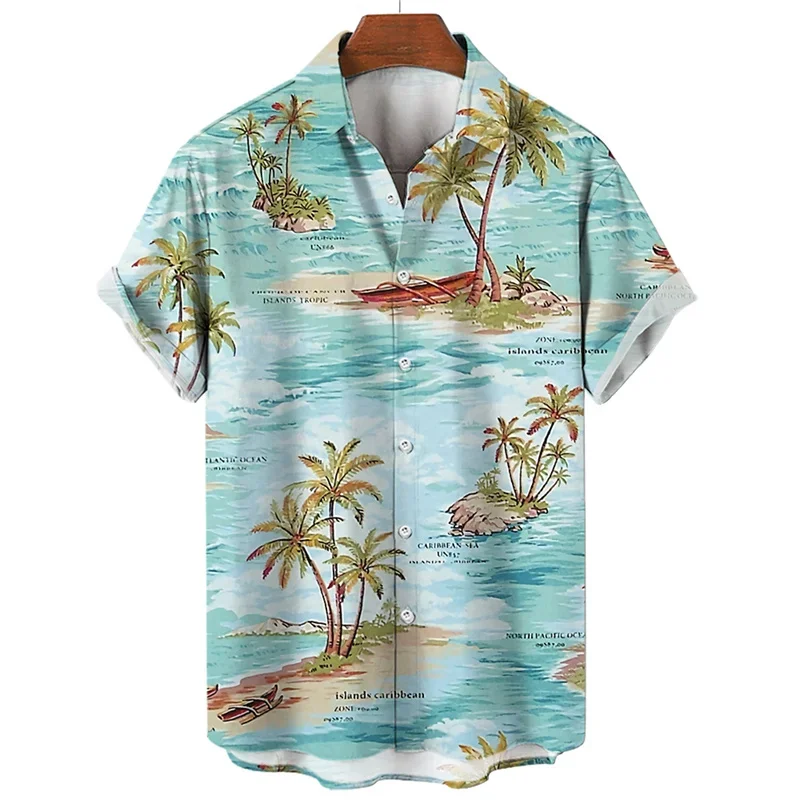 

Men's Summer Hawaiian Shirt Lapel Collar Tropic Plants Flamingo 3d Print Short Sleeve Fashion Vacation Beach Top Shirts