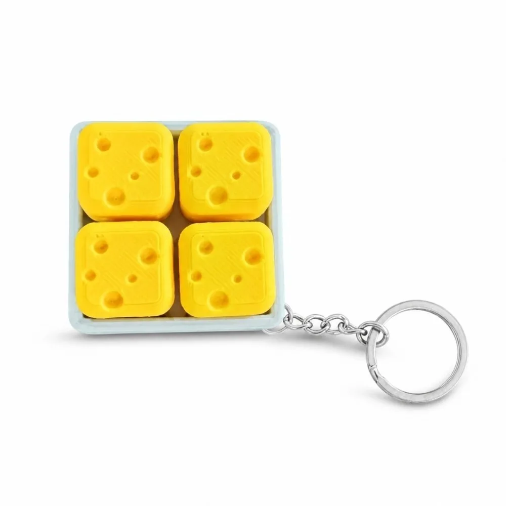 Funny Cheese Clicker Fidget Keychain Squeeze Sound Portable 4 Keys Cheese Keyboard Tactile Button Press