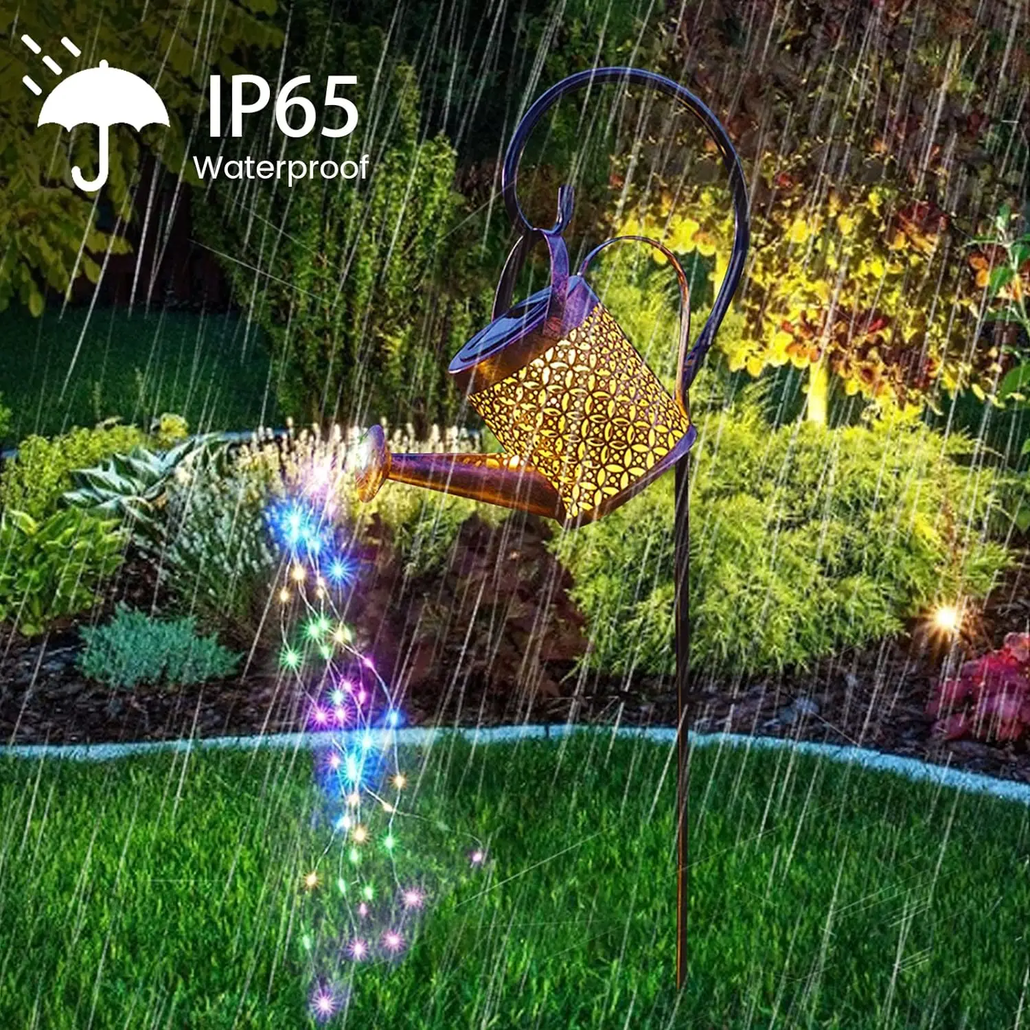 Solar Light Garland Outdoor Solar Light Watering Can LED Bulbs IP 65 Waterproof Light Garland Decoration for Garden, Terrace