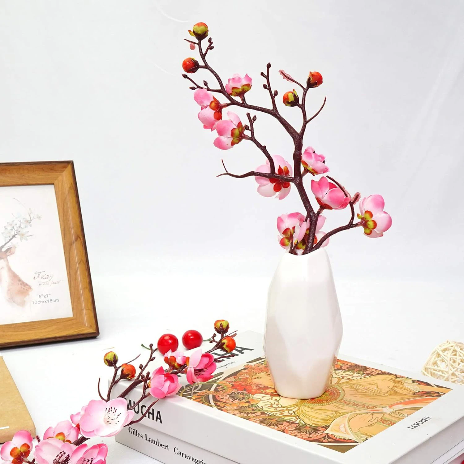 Flor Artificial de Seda, Ramo de Flor de Ameixa, Decorações para Casa, Escritório, Bonsai, Mesa, Jardim, Casamento, Acessórios DIY