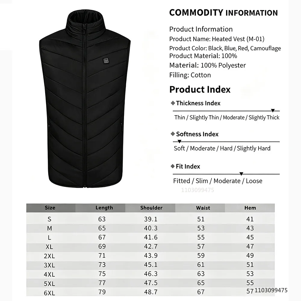 2–21 Bereiche selbsterhitzende Weste USB wiederaufladbare beheizte Jacke Winter Herren Damen Thermounterwäsche Heizweste Wandern Skifahren Mantel – Detail 1