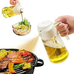 2 in 1 Glass Spray Oil Sprayer Bottle 470ml Spray Oil Dispenser Bottle Cruet BBQ Kitchen Baking Roasting Picnic Kitchen Tool