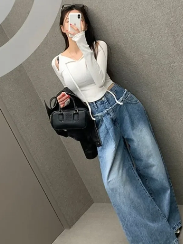 

Asymmetric Hem Hollow out oulder Knitted Sweater Women's Slimming Top Spring New Sle Design Long Sve Knitwear
