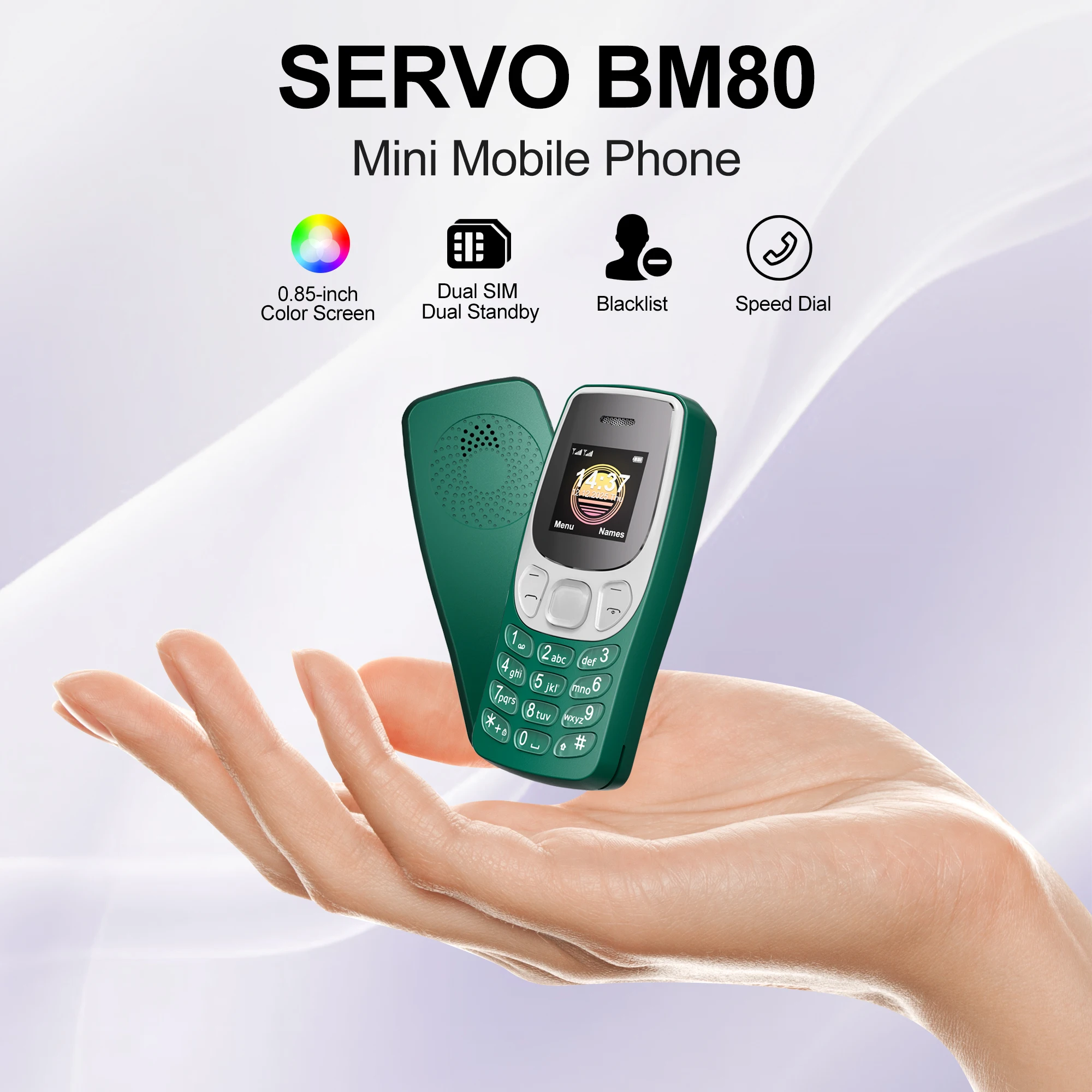 SERVO BM80 Mini Mobile Phone Dual SIM Card Speed Dial Magic Voice Call Recording 2G GSM 0.85
