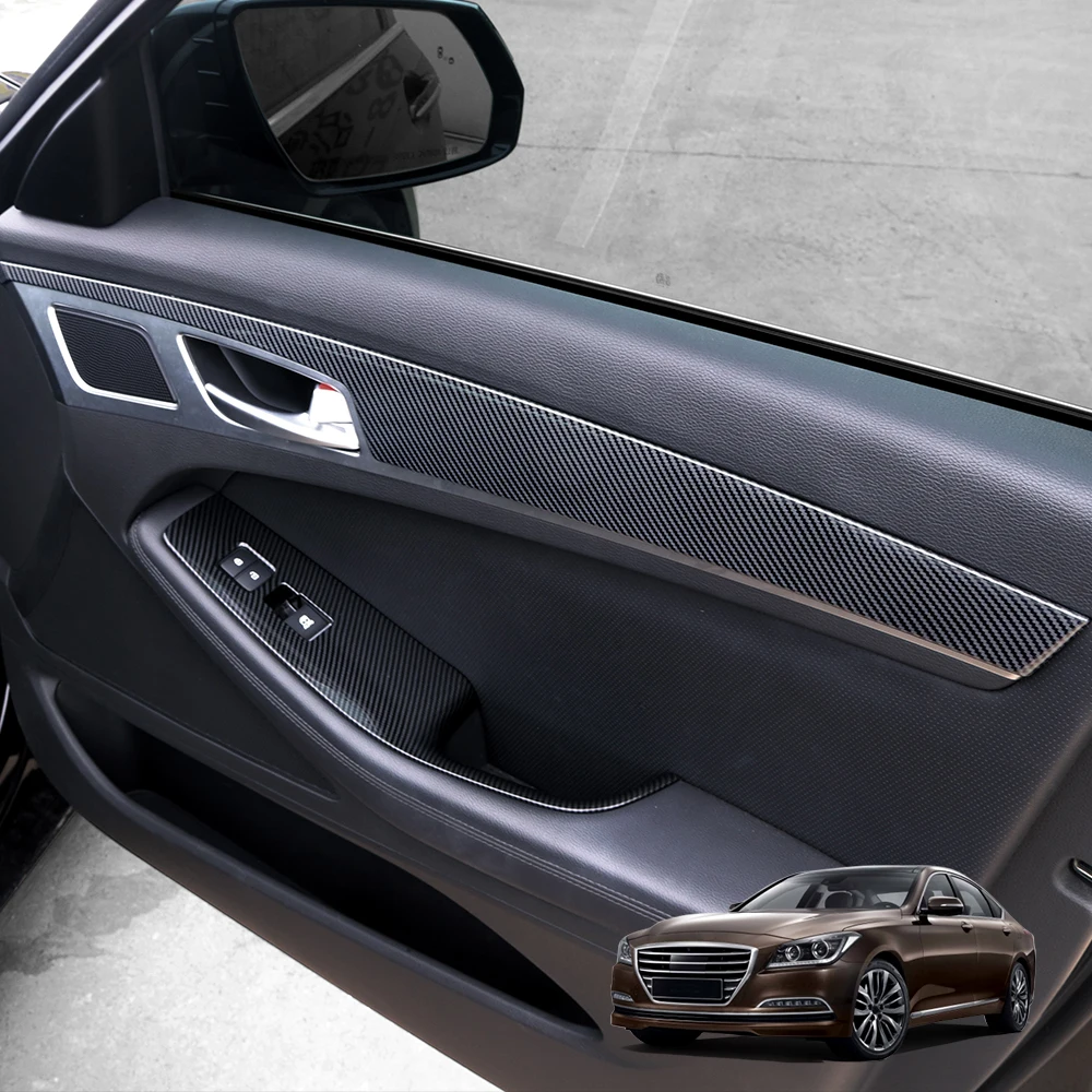 

4PCS Carbon Fiber Inner Door Panel Cover Trim Protection Guard For Genesis G80 DH 2015-2020 Car Tuning Accessories LHD