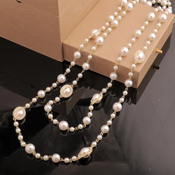Multi-layer Pearl Superimposition Necklace for Women Exaggerated Sweater Chain Necklaces Light Luxury Wedding Bride Jewelry