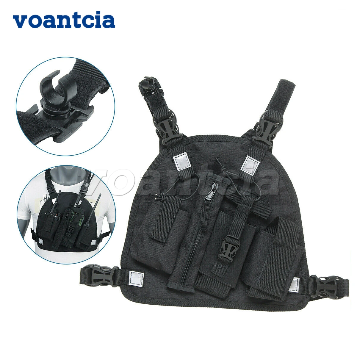 

VOANTCIA Walkie Talkie Chest Pocket Bags Pack Harness Backpack Holster Walkie Talkie Carry Case for All Radios