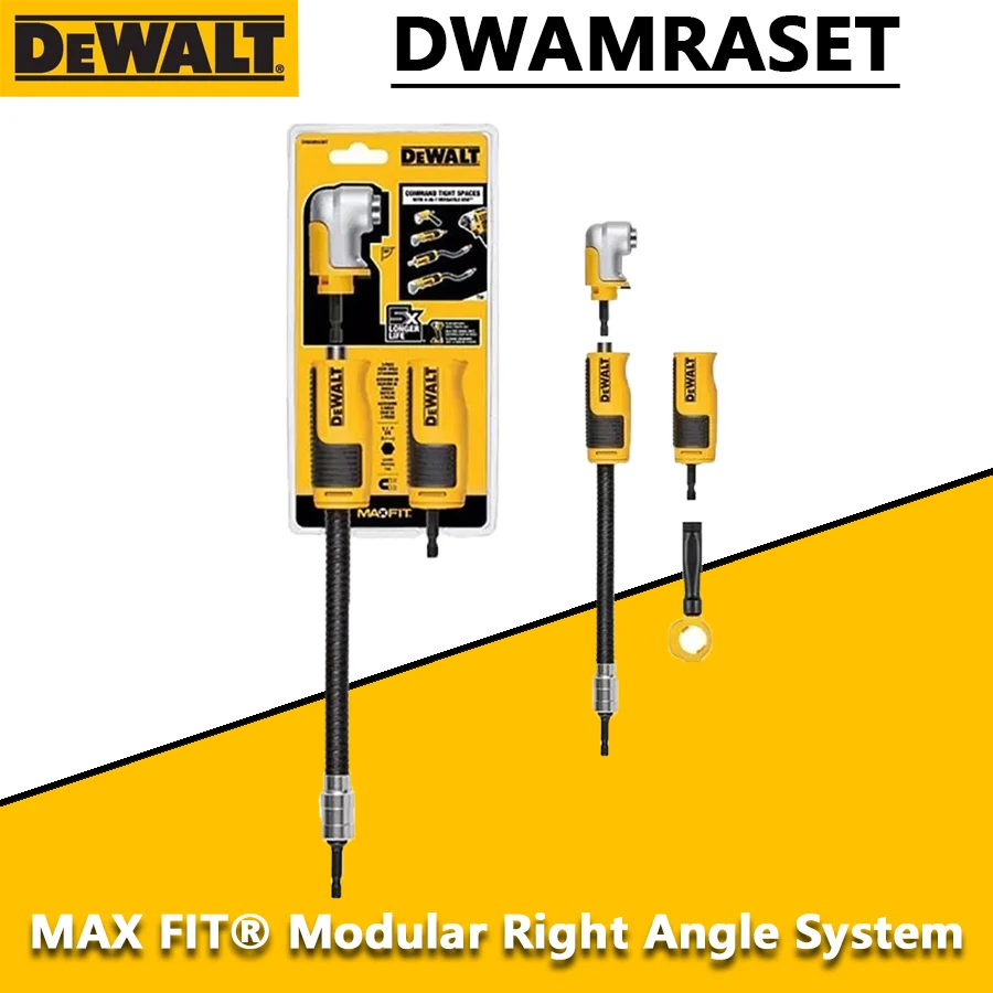 DEWALT DWAMRASET Right Angle Drill Adaptor 4-in-1 Compact Straight Flexible Shaft 12-Inch Hand Tool Accessories