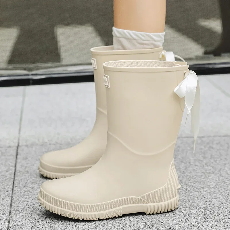 Women Rain Boots Non-Slip Waterproof Shoe Outdoor Wear-Resistant Rubber Shoes Kitchen Waterproof Camping Fashion Long Boots