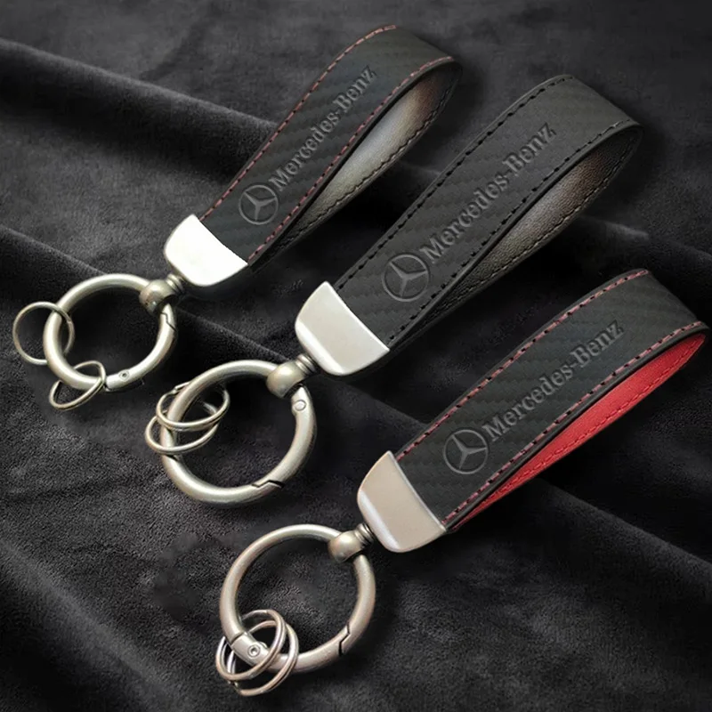 

Carbon Fiber Car Keychain Anti-Lost Key Ring Pendant Lanyard for Mercedes Benz AMG W177 W176 X166 X167 C257 C218 X253 C118 C117