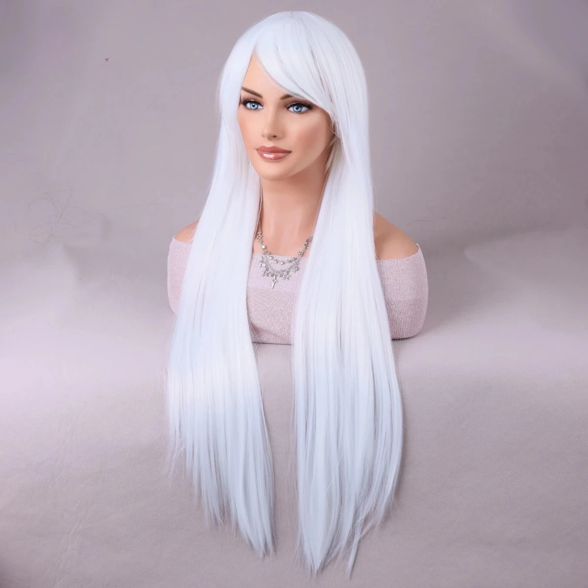 باروكة اصطناعية بنية داكنة للنساء ، باروكة طويلة مستقيمة ، مقاومة للحرارة