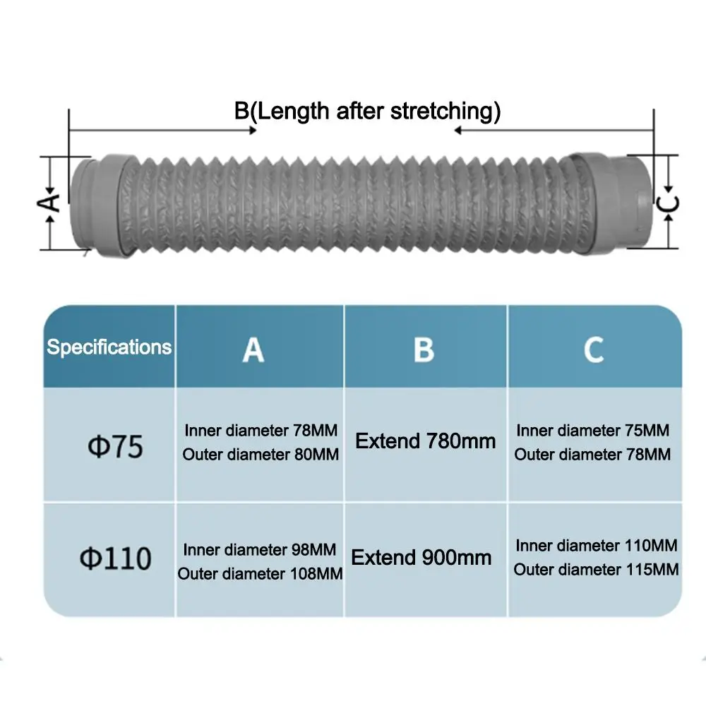 Manguera de conexión de conducto de ventilación de aire de repuesto, conector de manguera de ventilación suave telescópico con tapa, tubo de escape para sistema de aire fresco