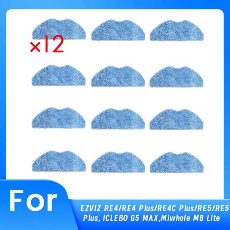 AC39-12 Stück Reinigungslappen für EZVIZ RE4/RE4 Plus/RE4C Plus/RE5/RE5 Plus, ICLEBO G5 MAX, Miwhole M8 Lite Roboterstaubsauger