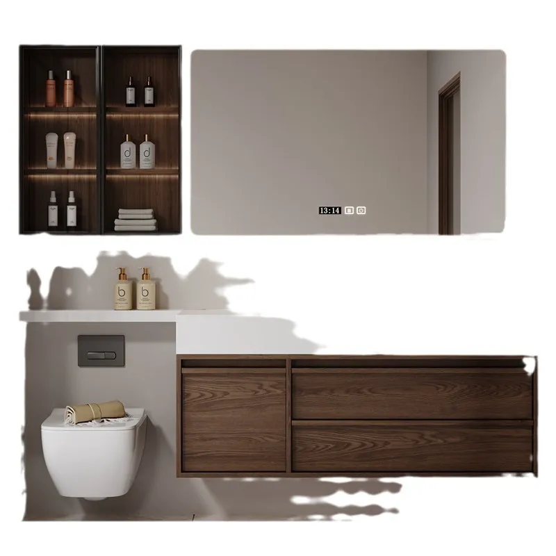 

New Chinese style, solid wood, bathroom, combination, rock slab, washstand, bathroom cabinet